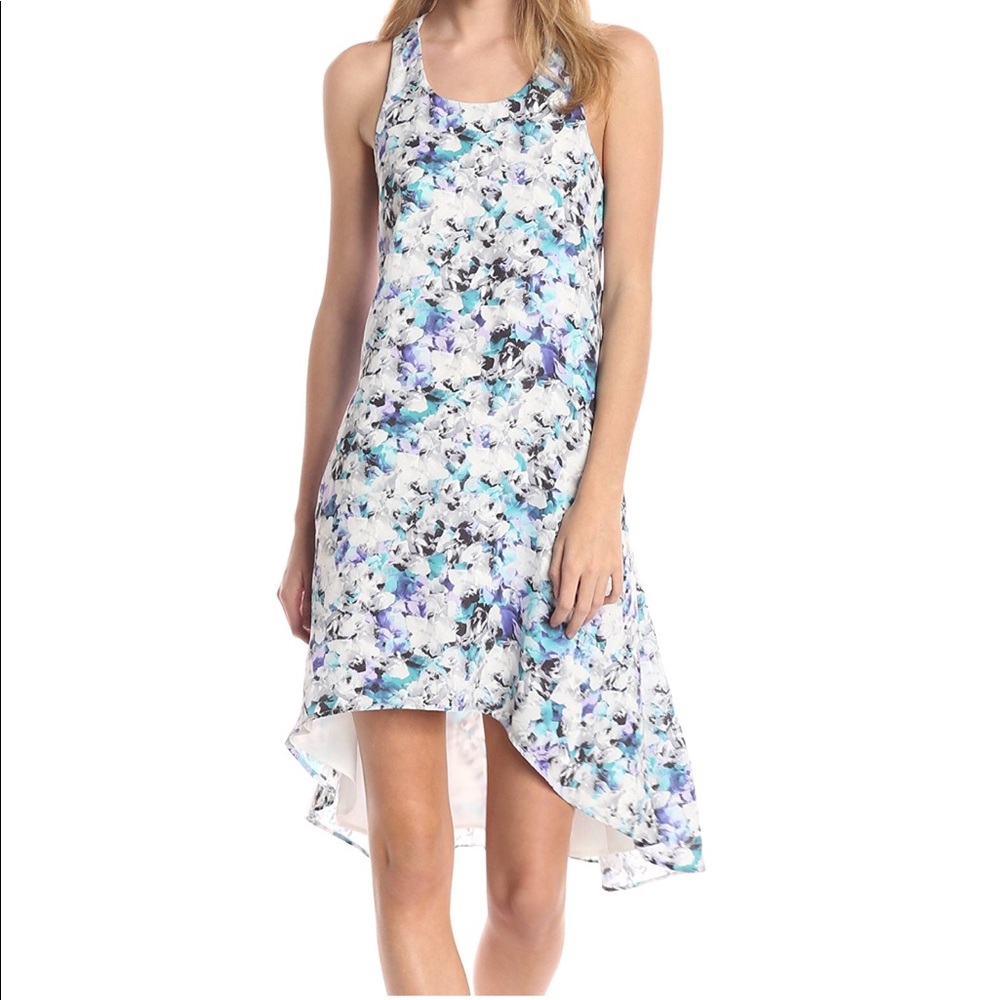 San Edelman Floral high-low has dress